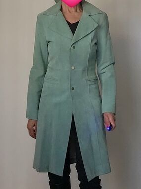bebe Genuine Leather Suede Tailored Jacket -Light Blue- Size XS
